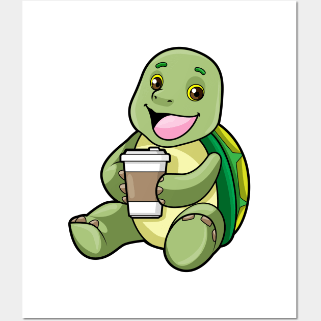 Turtle with Shell & Coffee to go Wall Art by Markus Schnabel